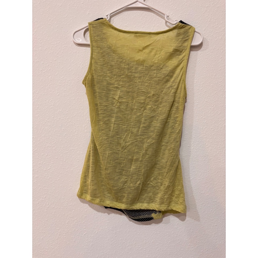 Vtg Zoë Cyber Y2K Subversive Basic Polka Dot Asymmetric Tank Top XS Chartreuse - Picture 5 of 10